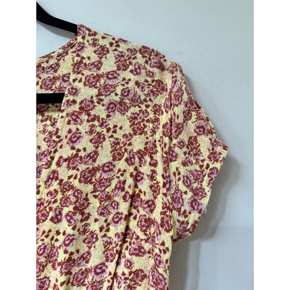 Free People Women's Floral Ditsy Boho Peplum Blouse Size M Tie Waist Festival - Picture 6 of 16